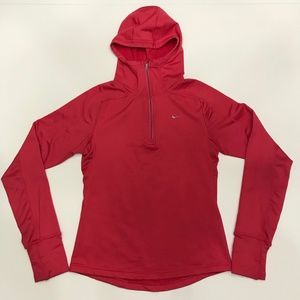 EUC - Pink Nike Fit Dry Quarter Zip with Hood Sweatshirt Small